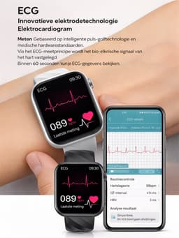 Evy24 Smartwatch AMOLED L2 - Sporthorloge Dames en Heren - 1.97 Inch Smartwatch - Bluetooth Bellen - ECG - Hartslagmeter - SpO2 Meter - 110+ Sportmodi - 5ATM Waterdicht - Android & iPhone — thumbnail 4