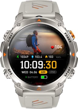 Knobbout 1.46”Scherm (3.7cm) GPS Outdoor Smartwatch – 6 Satelliet Positionering - Kompas & Hoogtemeter -LED-zaklamp - Hartslag & SpO₂, 30 m Waterdicht - 540mAh Batterij, Bluetooth 5.3-Zilver Grijs — thumbnail 3