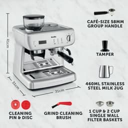 Breville Barista Max+ Espresso-, Latte- en Cappuccinomachine | Slim malen en doseren | Precieze extractietimer | Geïntegreerde melkopschuimer | Italiaanse pomp van 15 bar | Zwart [VCF152X] — thumbnail 4