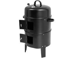 Novendo Goods – 40 CM Verticale rookoven & houtskool BBQ – Draagbare smoker grill voor buiten – 2-Lagen roker voor kamperen, barbecue, slow cook & outdoor koken – zwart