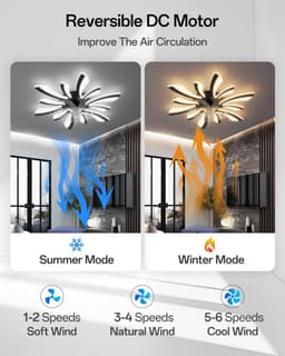 Smart plafondventilator met verlichting en WiFi bediening, compatibel met Alexa en Google Home — thumbnail 5