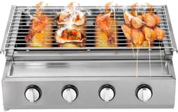 Barbeque - Draagbare Barbeque - 4 Branders - RVS - Voor Buiten - Terras - Camping - 58 × 40 × 20 cm - LPG — thumbnail 1