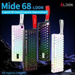 Mide68 - 65% Bedraad Gaming Toetsenbord - RGB Verlicht toetsenbord - Hall Effect Rapid Trigger Mechanisch Toetsenborden - Hot Swap - 8K Hz - 0.01mmRT - 0.125ms - Zij Bedrukte toetsen - 68 Keys -Beste prijs-kwaliteitverhouding - Edele zwarte — thumbnail 2