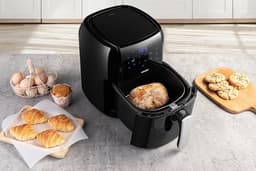 Heteluchtfriteuse - Airfryer - Snel en gezond koken - 55L capaciteit timer warmhoudfunctie - 33x27x33 cm - Zwart — thumbnail 4