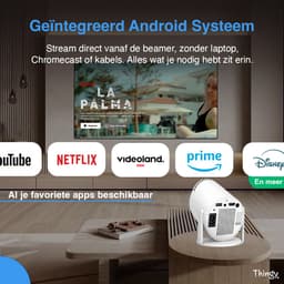 Thingy® Ultra Mini Beamer - 4K Ondersteuning - Projector - WiFi 6 & Bluetooth 5.4 - Beamer - Inclusief Hdmi Kabel, Extra Lange Voedingskabel & Batterijen - Geschikt voor IOS en Android - USB-C - Home Cinema — thumbnail 4