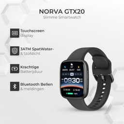 Norva - Smartwatch Heren – Geschikt voor elke smartphone - Horloge met Hartslagmeter en Bellen - AMOLED Scherm – 100+ Sportmodi – Zwart — thumbnail 2