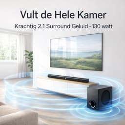 SyncGear 2-in-1 Soundbar met Subwoofer – Nieuw 2026 – Geen Luiden Opstart Geluiden – Home Cinema – 130W – Bluetooth 5.3 – HDMI ARC – TV Speakers – Surround Set Home Cinema – Draadloze Actieve Subwoofer — thumbnail 5