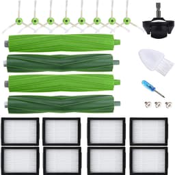 Vervangende Onderdelen Voor Robotstofzuiger - Dubbel Rubberen Borstel En HEPA Filter - Compatibel Met I3 I4 I6 I7 I8 J7 E5 E6 Serie - 3-Delig Set — thumbnail 1