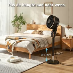 Staande ventilator 50W - Statiefventilator met 6 Snelheden en 3 Modi - Vloerventilator met met Afstandsbediening - Stille Ventilator in Hoogte Verstelbaar 90 tot 110 cm - Timer - Kantelbaar en Oscillerend - 23dB - Donkerbruin — thumbnail 3