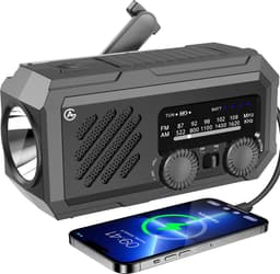 Noodradio Solar Opwindbaar en Batterij - 3 in 1 radio - Handdynamo – Opwindbare FM/AM/WB Radio – Powerbank 2000mAh – USB & USB-C opladen – Zaklamp & SOS-Alarm – Voor Noodpakket, Camping & Stroomuitval - Zwart — thumbnail 2