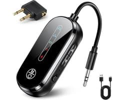 Bluetooth Receiver - 2 in 1 Bluetooth Transmitter en Receiver - BT 5.4 - Bluetooth Auto via AUX - voor Hoofdtelefoon, 3,5mm Bluetooth Aux Adapter - Plug and Play - Draadloze Audio-adapter voor Vliegtuig TV Speaker