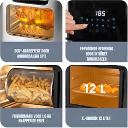 Nexvo® Heteluchtoven - Oven - Airfryer Oven- Zilver - 38cm x 33cm x 37cm — thumbnail 2