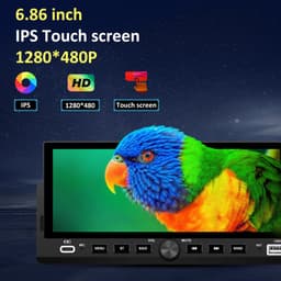 Hexinex 1DIN Autoradio - 6.86 inch scherm - met Draadloze Carplay & Android Auto - BT 5.2 - USB/USB-C + Achteruitrijcamera + Externe microfoon — thumbnail 3