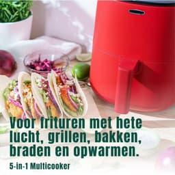 Aurixi® Mini Airfryer - Airfryer - Frituese - met Touchscreen - Rood - 23cm x 29cm x 30cm — thumbnail 5