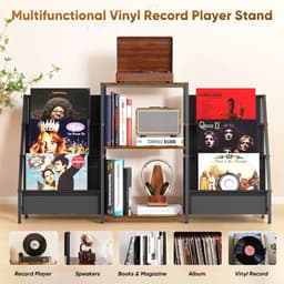 Vedder House - Platenkast - Muziektafel - Platenkastje - Kastje voor LP’s - 3-Laags - Draaitafelstandaard - Vinyl platenhouder — thumbnail 4