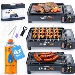 SMH LINE® Draagbare Party Grill - Camping kooktoestel - Gas barbecue - Incl. 4x Gasflessen — thumbnail 2