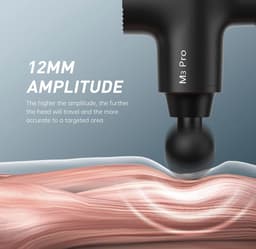 OPOVE M3 Pro 2 massagepistool, massagepistool, led-display, 2500 omw/min, masagegistpistool met 5 standen, 2600 mAh accu, 12 mm amplitude voor het verlichten van spierpijn, zwart — thumbnail 2