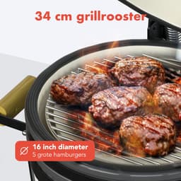 KitchenBrothers Kamado BBQ - 16 Inch Houtskool Barbecue - 34⌀ cm - PFAS-vrij - Deluxe Set - Egg BBQ met Accessoires - Vaderdag Cadeau - Grijs — thumbnail 4