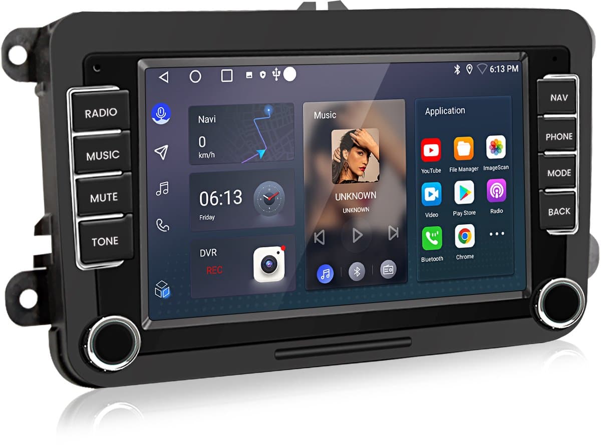 Junsun Android 15 Autoradio Geschikt Voor VW Golf 5 6 Passat Skoda Fabia TIguan Touran Polo EOS Jetta Accessoires, 1GB+32GB, DAB+, GPS-Navigatiesystem - Bluetooth - 7-inch HD Touchscreen - DSP - RDS - FM, Plug & Play, Quad-core processor — afbeelding 1