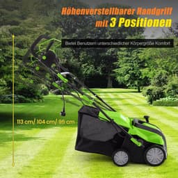 COSTWAY Elektrische verticuteermachine en gazonventilator, 41 cm, 15 A 2-in-1 verticuteermachine met 3 standen hoogteverstelling en 5 niveaus werkdiepte, inklapbare GEH-gazonventilator met 55 l — thumbnail 5