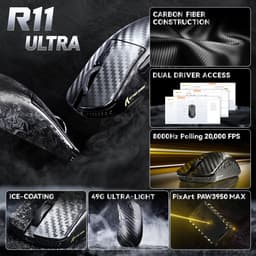 Attack Shark R11 Ultra Draadloze Gaming Muis - Carbon Fiber 49g - 8K Polling Rate - PAW3950MAX Sensor - Oplaadbaar - Carbon — thumbnail 3