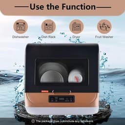 Kleine vaatwasser - Tafelmodel machine - Snel schone vaat - Installatievrij design - Goud — thumbnail 3