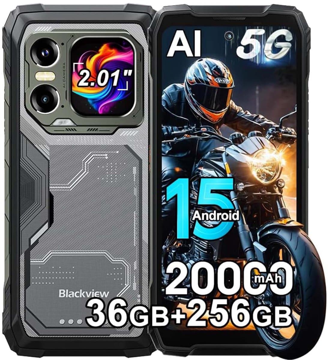 Blackview XPLORE 1 Robuuste Smartphone 5G - 36GB RAM - 256GB ROM - 20000mAh - 6.78 inch Robuuste Telefoon - Android 15 - 64MP+50MP Camera - IP68/IP69K - NFC - OTG - GPS - Zwart — afbeelding 1
