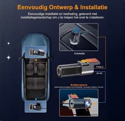 SNJY® Dashcam voor Auto - Auto Camera - Dashcam Voor en Achter - 4K+1080P - Zwart - 64 GB — thumbnail 5