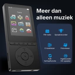 QURETTO® MP3 Speler 64GB – Bluetooth 5.3 – Nederlandse Interface – Inclusief 32GB SD Kaart – Diepe Bas – 2.4 Inch – USB-C – Uitbreidbaar tot 128GB – Voice Recorder – Muziekspeler — thumbnail 3