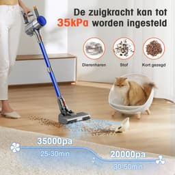 Elekiatech Steelstofzuiger - 35000Pa - Steelstofzuiger Draadloos - 2200 mAh Accu - 50 Minuten - 1,5 L Stofbak - voor Tapijten en Harde Vloere - Blauw — thumbnail 5
