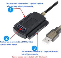 USB 2.0 Adapter naar IDE en SATA Kabel voor 2.5" en 3.5" Harde Schijven — thumbnail 2