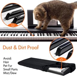 Piano Keyboard Cover Met Trekkoord - 61 Toetsen - Keyboard Beschermhoes - Pianobeschermer - Keyboardbeschermer - Stof Hoes -Stof Hoes Muziekinstrumenten - Beschermhoes Instrument - Keyboardhoes - Zwart — thumbnail 5