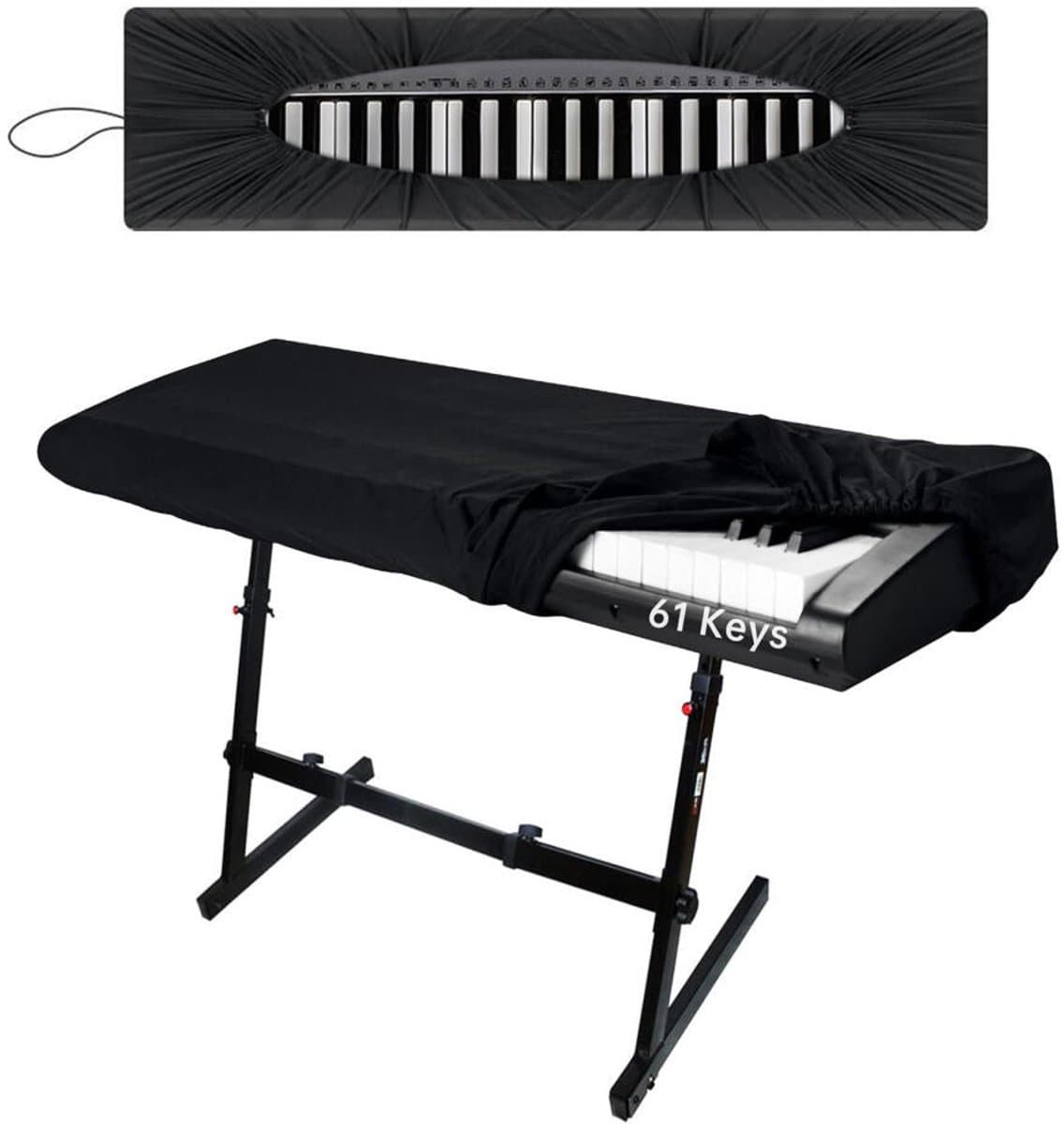 Piano Keyboard Cover Met Trekkoord - 61 Toetsen - Keyboard Beschermhoes - Pianobeschermer - Keyboardbeschermer - Stof Hoes -Stof Hoes Muziekinstrumenten - Beschermhoes Instrument - Keyboardhoes - Zwart — afbeelding 1
