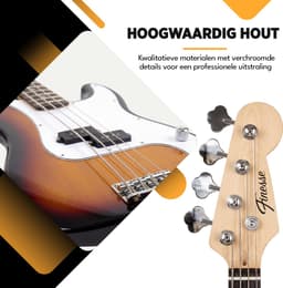 Finesse Elektrische Basgitaar met Versterker - Starterset - Volwassenen - Kind - Sunburst — thumbnail 5