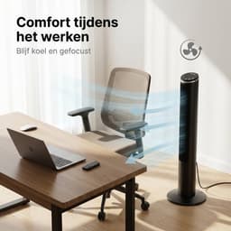 Komodo Breezi Torenventilator met App & Afstandsbediening – Ventilator 3 Snelheden – Timer 1–15 uur – Oscillatie – Stille Modus – LED Display – Zwart — thumbnail 5