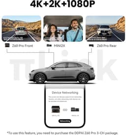 3-kanaals Dashcam – Auto Camera – Videorecorder – Beeldrecorder – 4K Recorder – Sony STARVIS Sensor – 5GHz WiFi & ADAS Veiligheidswaarschuwingen — thumbnail 3