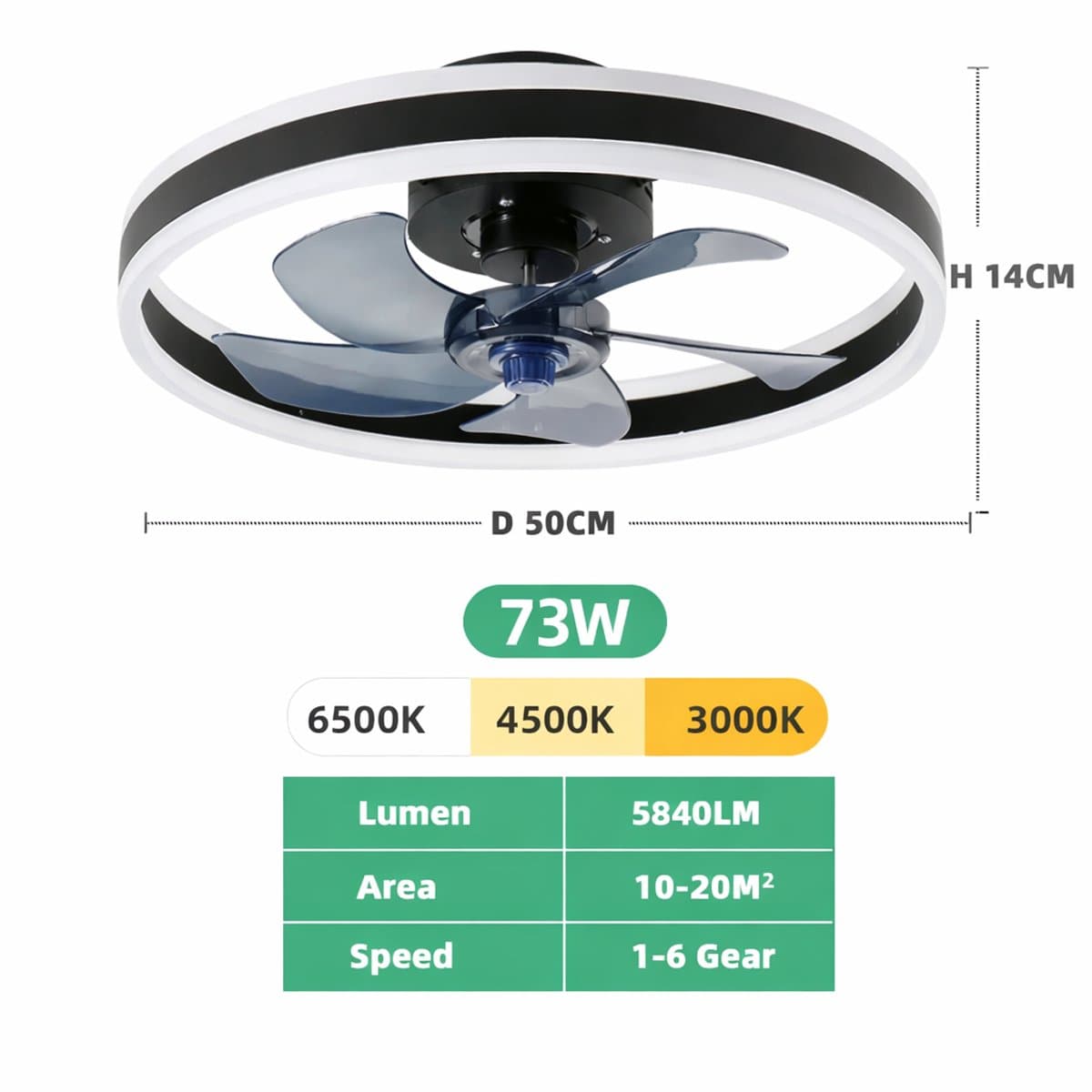 D&A Ventilator - Plafondventilator - Slaapkamer Lamp - Plafondventilator Met Verlichting - Slaapkamer Decoratie - Led Lamp - Wit — afbeelding 1