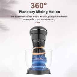 Deliqa keukenmixer - luxe deegmachine - 1500 w - 5 Liter - deegmachine met spatbescherming - RVS - 6 versnellingen — thumbnail 3