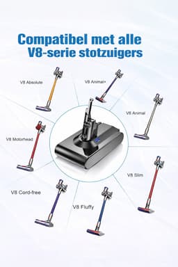 Accu 4000mAh Geschikt voor Dyson V8 Absolute, V8 Fluffy, V8 Animal - Vervangende Batterij Onderdelen — thumbnail 4