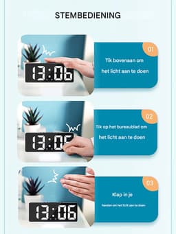 longziming -Digitale Wekker voor Slaapkamer – LED Klok met Temperatuur – Instelbare Helderheid – Zwart/Wit — thumbnail 4
