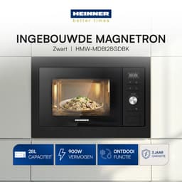 Heinner Inbouw Magnetron – 28 L – 900 W – 1000 W Grill – 5 Vermogensniveaus – Ontdooifunctie – 21 Automatische Programma’s – Digitale Bediening – Zwart — thumbnail 2
