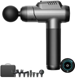 Slimme Fascia Massage Gun - 6 Snelheden & 8 Opzetstukken - Professionele Spierhersteltriller voor Thuis & Sport - Inclusief Opbergtas (Grijs) — thumbnail 1