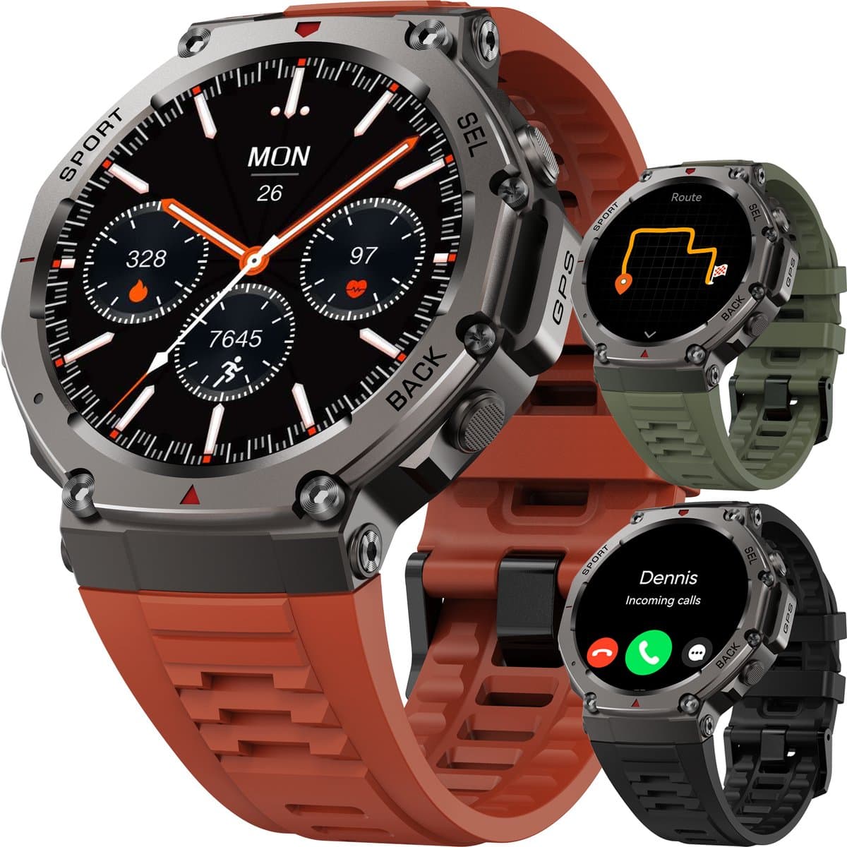 Synyq GPS ProX - GPS Smartwatch Heren - 4 Bandjes - AMOLED - 5ATM Waterdicht - 51 mm - Belfunctie - 170+ Sportmodi - Horloge Heren - Smartwatch Heren - Sport Horloge - iOS & Android — afbeelding 1