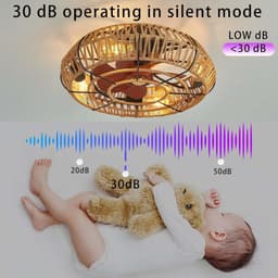 Plafondventilator Licht - Ventilatorlamp Kooi - Slaapkamer Woonkamer - Stil Omkeerbaar Dimbare - 48x48x18.5 cm - Zwart — thumbnail 4