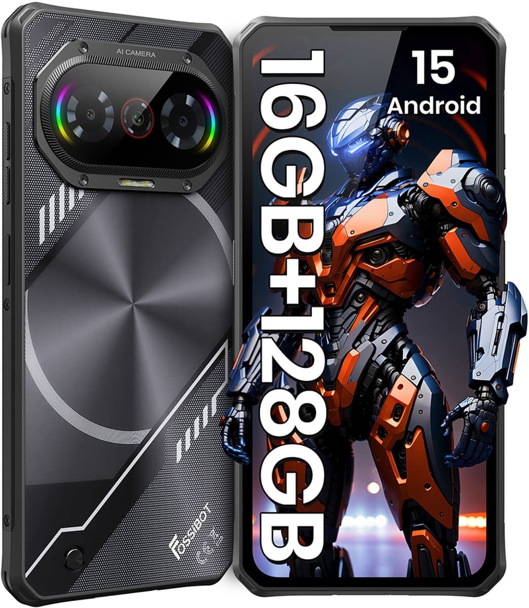FOSSiBOT F114 Smartphone - 16GB RAM - 168GB ROM - 50MP Camera - 6,67 inch HD+ IPS Scherm - 5000 mAh - IP68 Waterdicht Telefoon - Android 15 - GPS,NFC,Face ID,OTG - Zwart — afbeelding 1