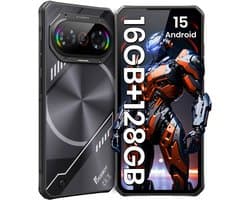 FOSSiBOT F114 Smartphone - 16GB RAM - 168GB ROM - 50MP Camera - 6,67 inch HD+ IPS Scherm - 5000 mAh - IP68 Waterdicht Telefoon - Android 15 - GPS,NFC,Face ID,OTG - Zwart