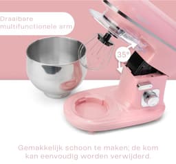 Florixa® Mixer met Mengkom - Keukenmachine - Keukenrobot - Inclusief Accessoires - Roze- ‎21cm x 35cm x 22cm — thumbnail 4
