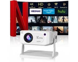 Mini beamer - XNAN smart projector - Android 11 - WiFi 6 - Bluetooth - 4K ondersteuning - 720p native - automatische keystone - draagbare home cinema beamer - handmatige focus - 40 tot 120 inch - 1 tot 4 m projectieafstand - compact formaat - wit