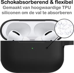 Hoesje - Geschikt voor Apple AirPods Pro 2 - Siliconen Hoes met Clip - Silicone Case Cover - Zwart — thumbnail 2