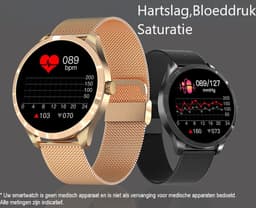 Belesy® Y2 Pro 2022 - Smartwatch Dames - Smartwatch Heren - Android - IOS - Horloge - 1.28 inch - Kleurenscherm - Stappenteller - Bloeddruk - Hartslag - 75+ Wijzerplaten - Sporten - Staal - Goud - Moederdag — thumbnail 4